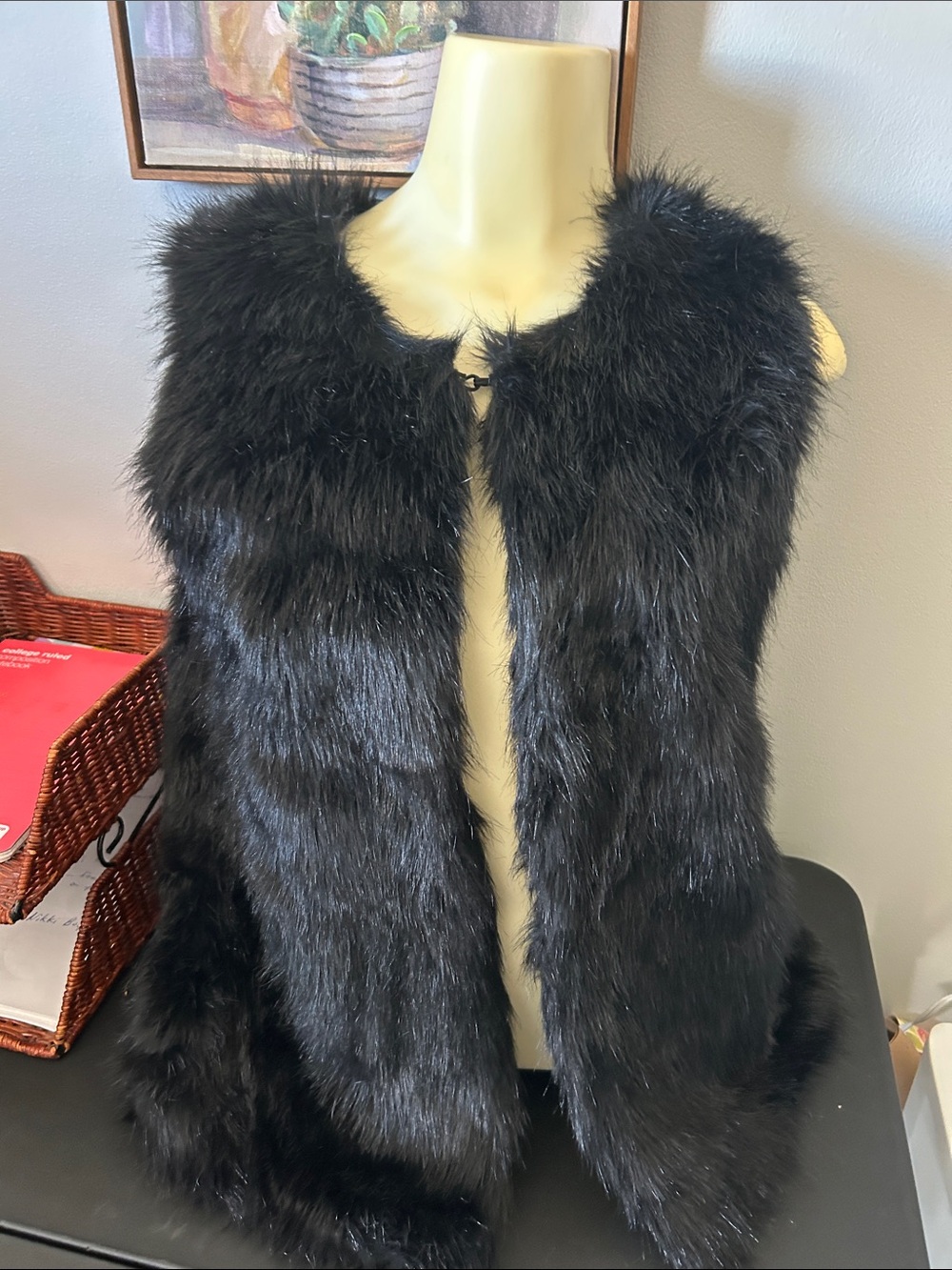 Bisou Bisou Black Faux Fur Vest